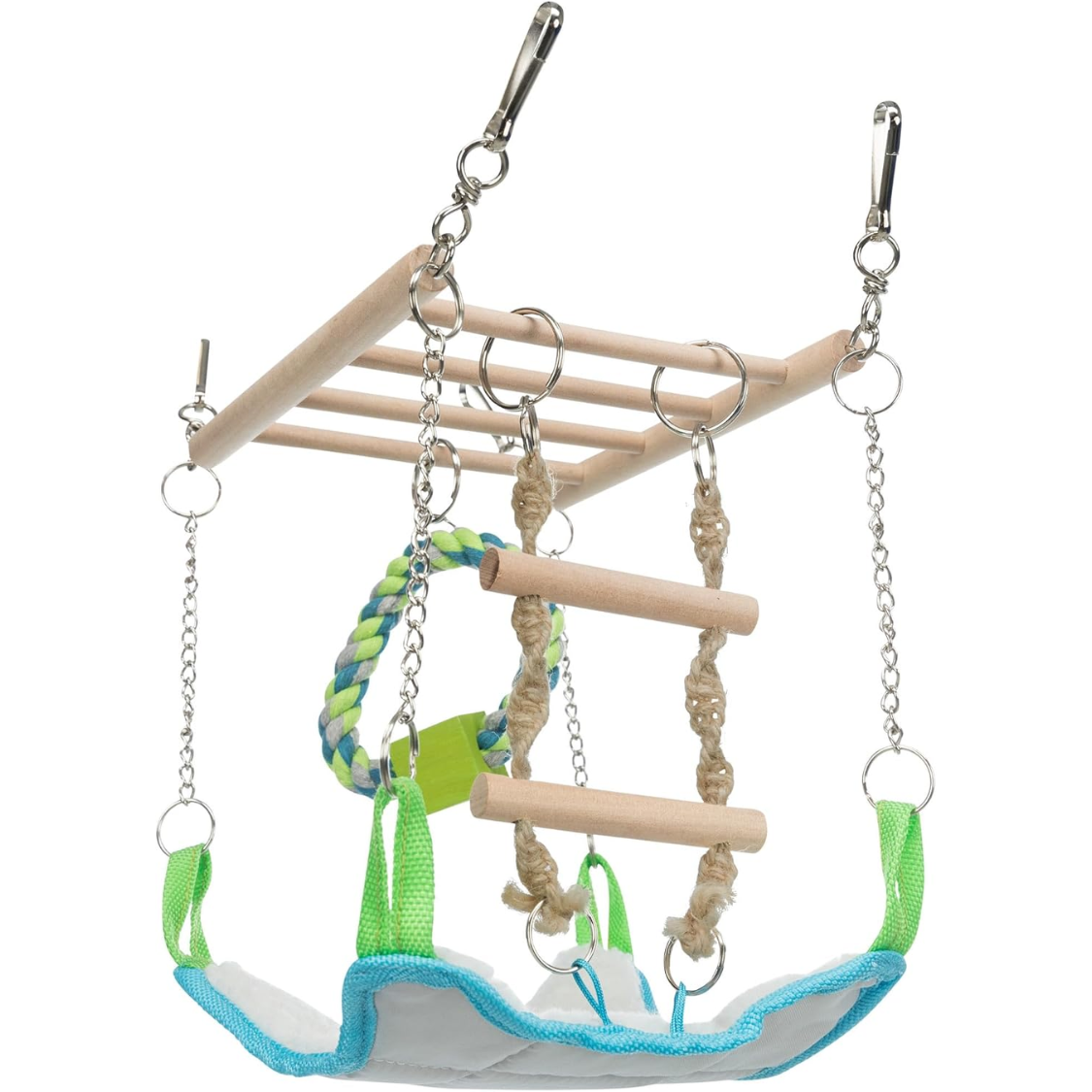Small Animal Hanging Bridge with Hammock and Climbing Toys - Cage Accessory