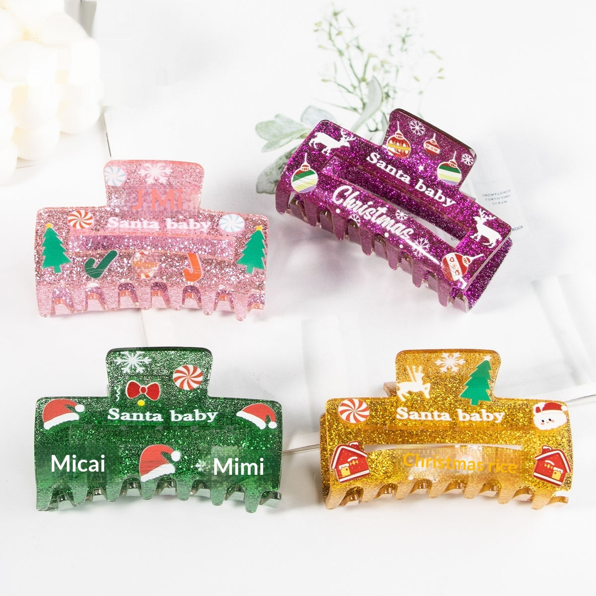 Women's Christmas Print Hairpin - Acrylic Hair Clip