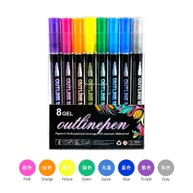 Double Line Outline Marker Set - 24 Color Options Available