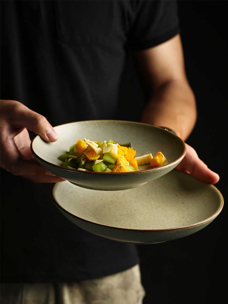 Retro Ceramic Deep Dinner Plates Set - Household Tableware