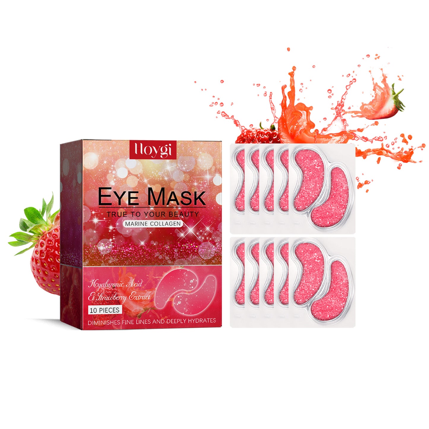 Strawberry Collagen Eye Gel Patches - Anti-Aging & Dark Circle Treatment