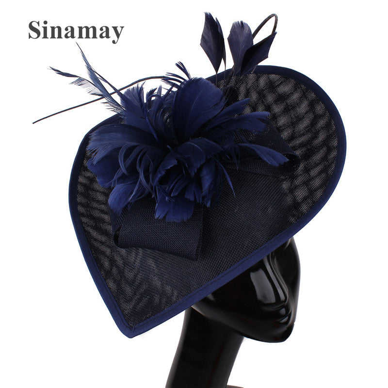 Dome Top Hat with Feathers - Women's Hair Clip