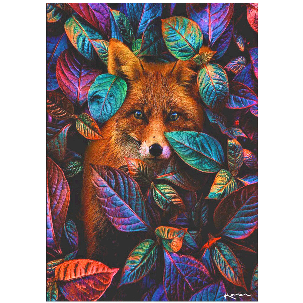 Diamond Painting Animal Fox Leaf Mosaic Kit - Round & Multi-Size Options