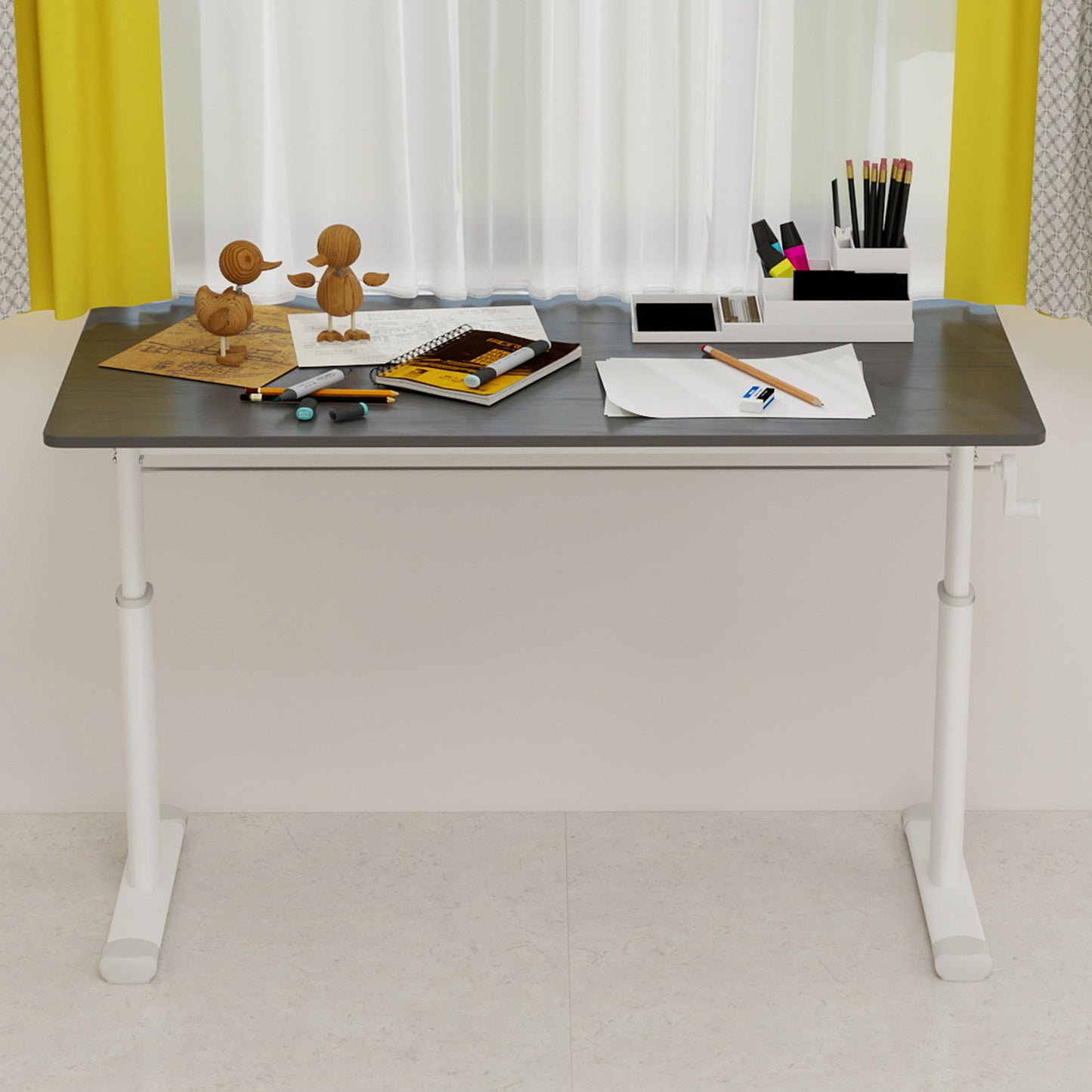 Height Adjustable Study Desk for Home Office - Grey