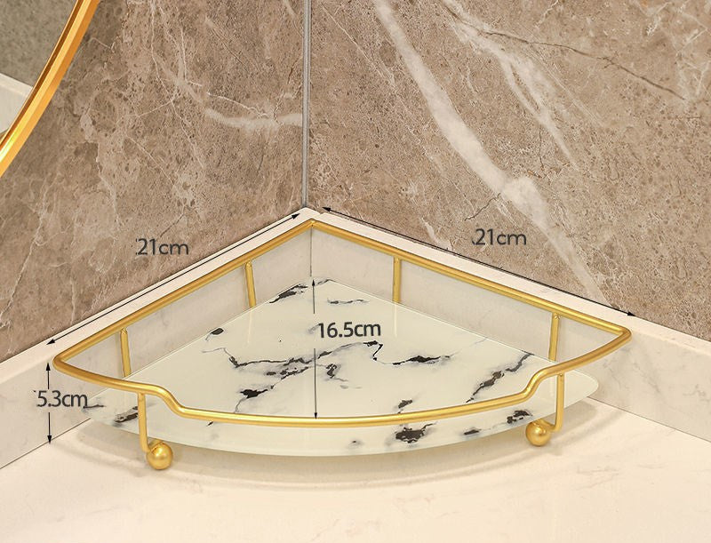 Light Luxury Triangle Bathroom Shelf Multi-Layer Storage Rack White Black Gold