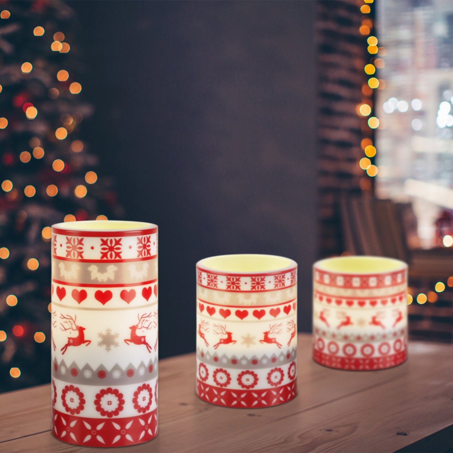 3-Pack Christmas Flameless LED Candles with Remote & Timer