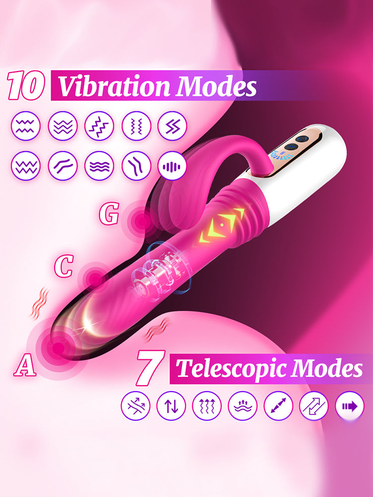 Thrusting Dildo Vibrator with Remote - 10 Vibrating Modes, 7 Thrusting Functions