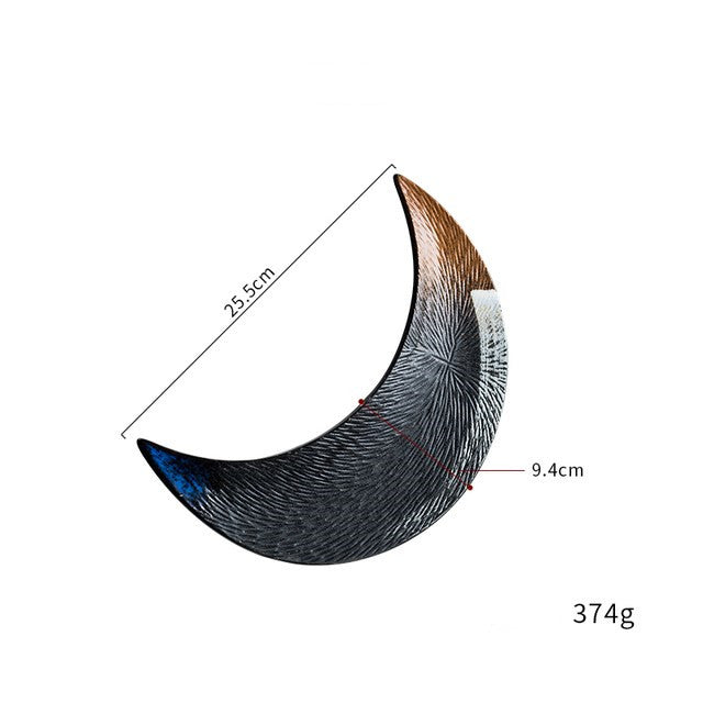 Ceramic Sushi Plate Irregular Moon-Shaped Serving Dish - Multiple Styles