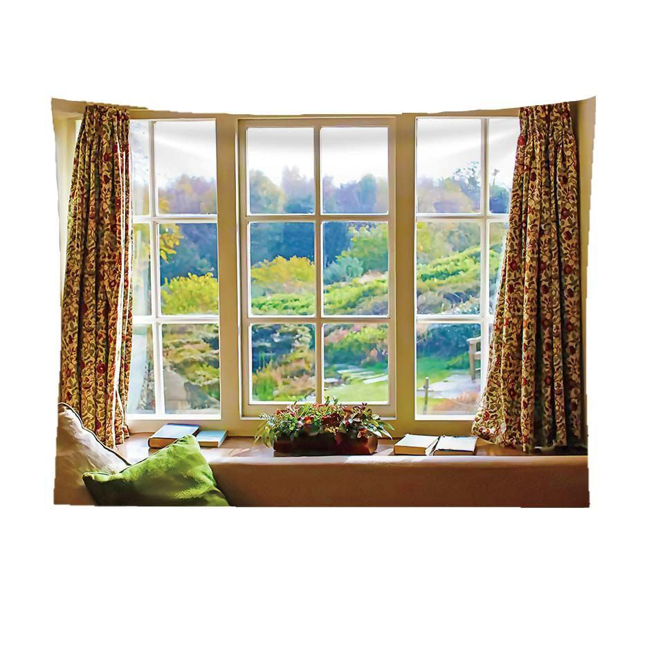 False Window Scenery Background Cloth for Home & Garden Curtains