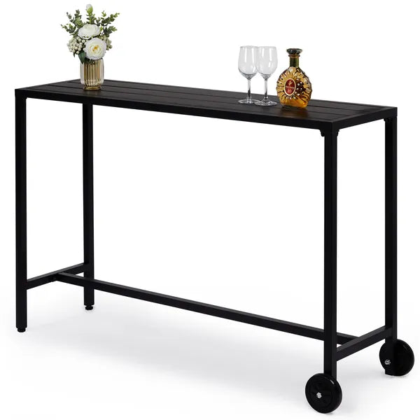 Outdoor Bar Table with Wheels - Rectangle Counter Height