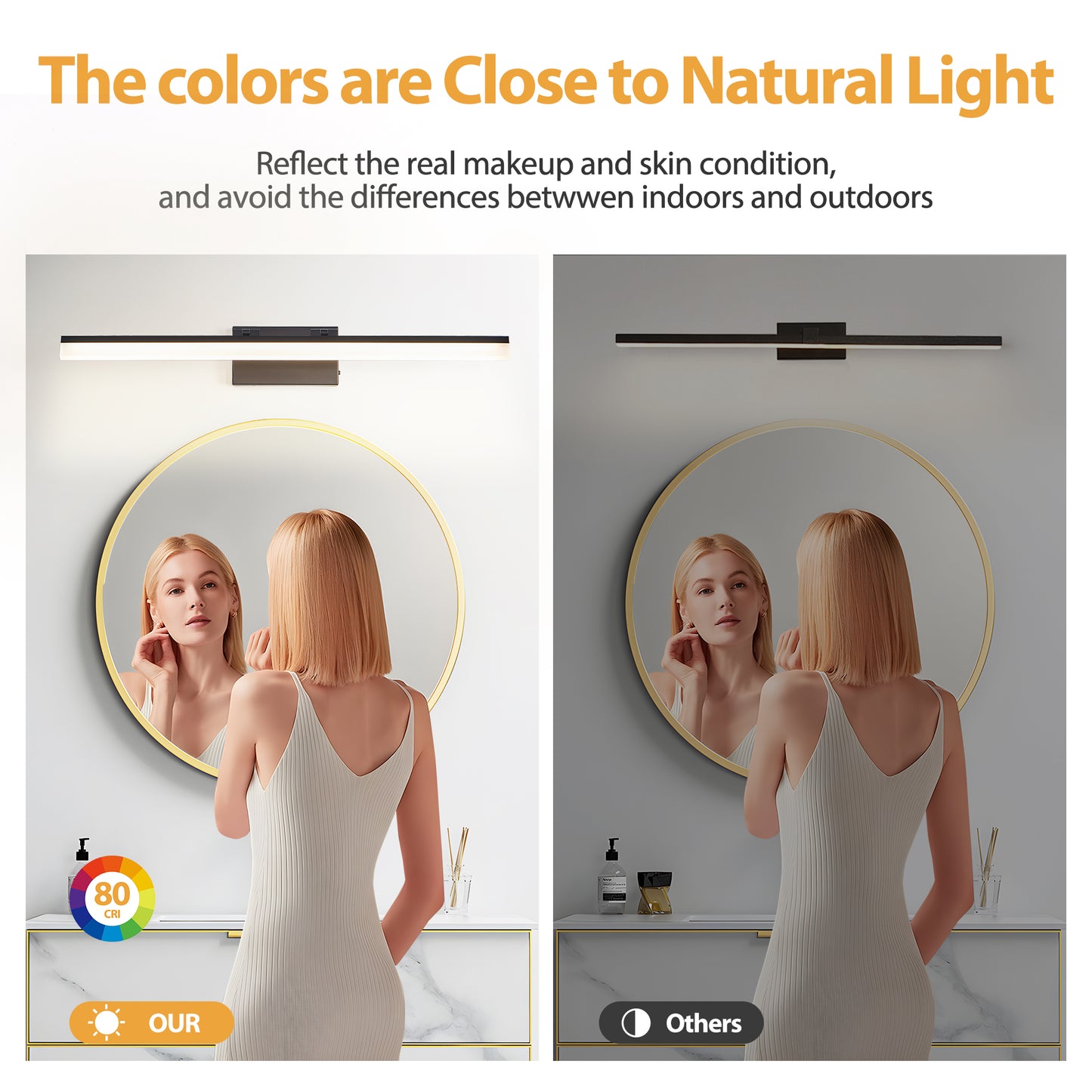 32 Inch Modern LED Bathroom Vanity Light - Black Wall Lamp for Mirror