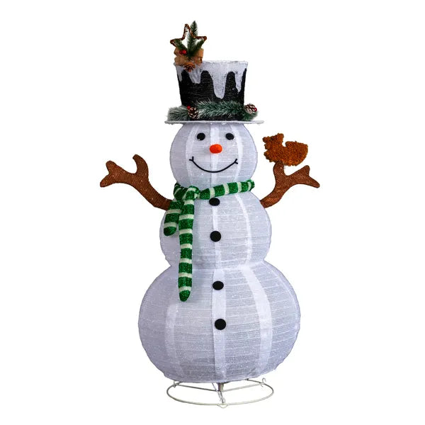 4FT Lighted Snowman Decoration with Squirrel - Pre-Lit Christmas Yard Decor