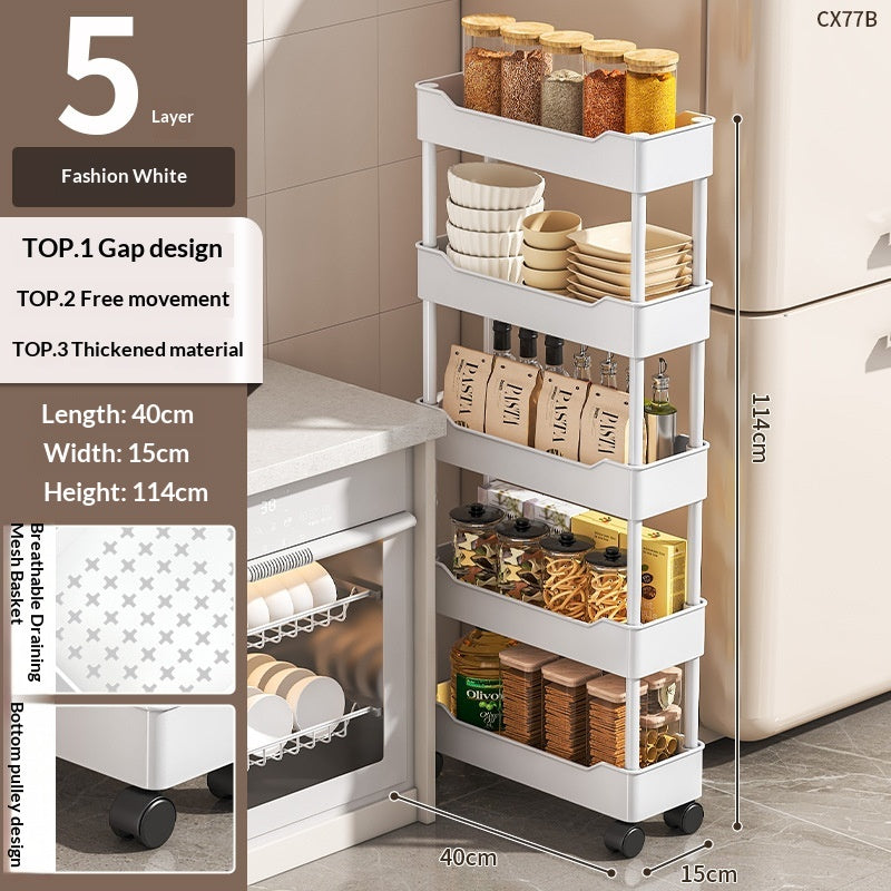 Multi-Layer Rolling Storage Cart with Wheels for Kitchen Bathroom Organization
