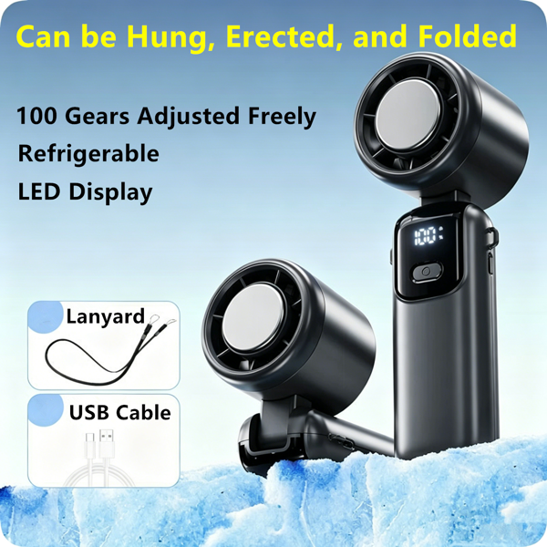 Portable Handheld Mini Turbo Fan with Ice Cooling Technology - Dark Gray