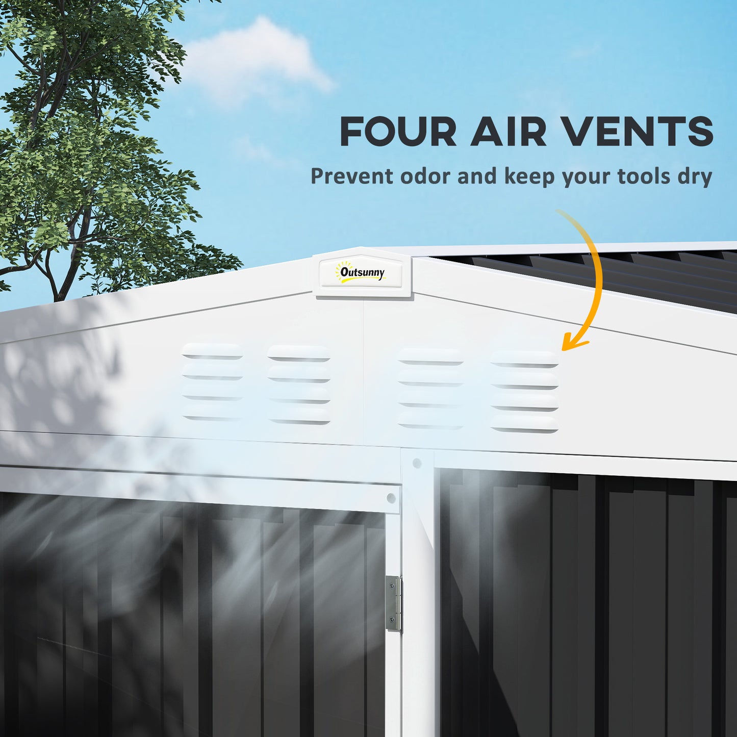Outdoor Garden Shed - 8x4ft Metal Storage with Lock & Vents