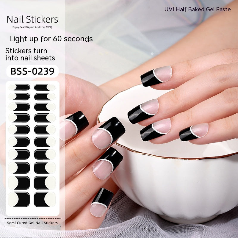 French UV Nail Sticker Set with Alcohol Pad & File