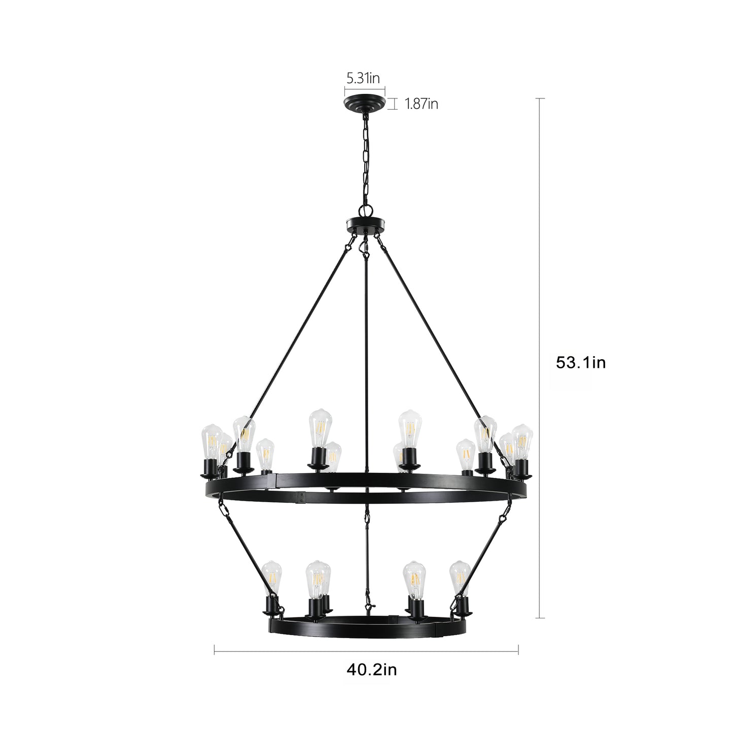 Large 2-Tier Circular Ironwork Chandelier - Retro Style