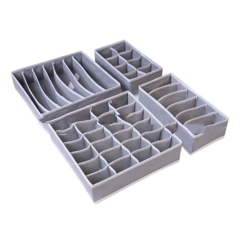 4-Piece Underwear Storage Box Set - Foldable Drawer Organizer for Closet