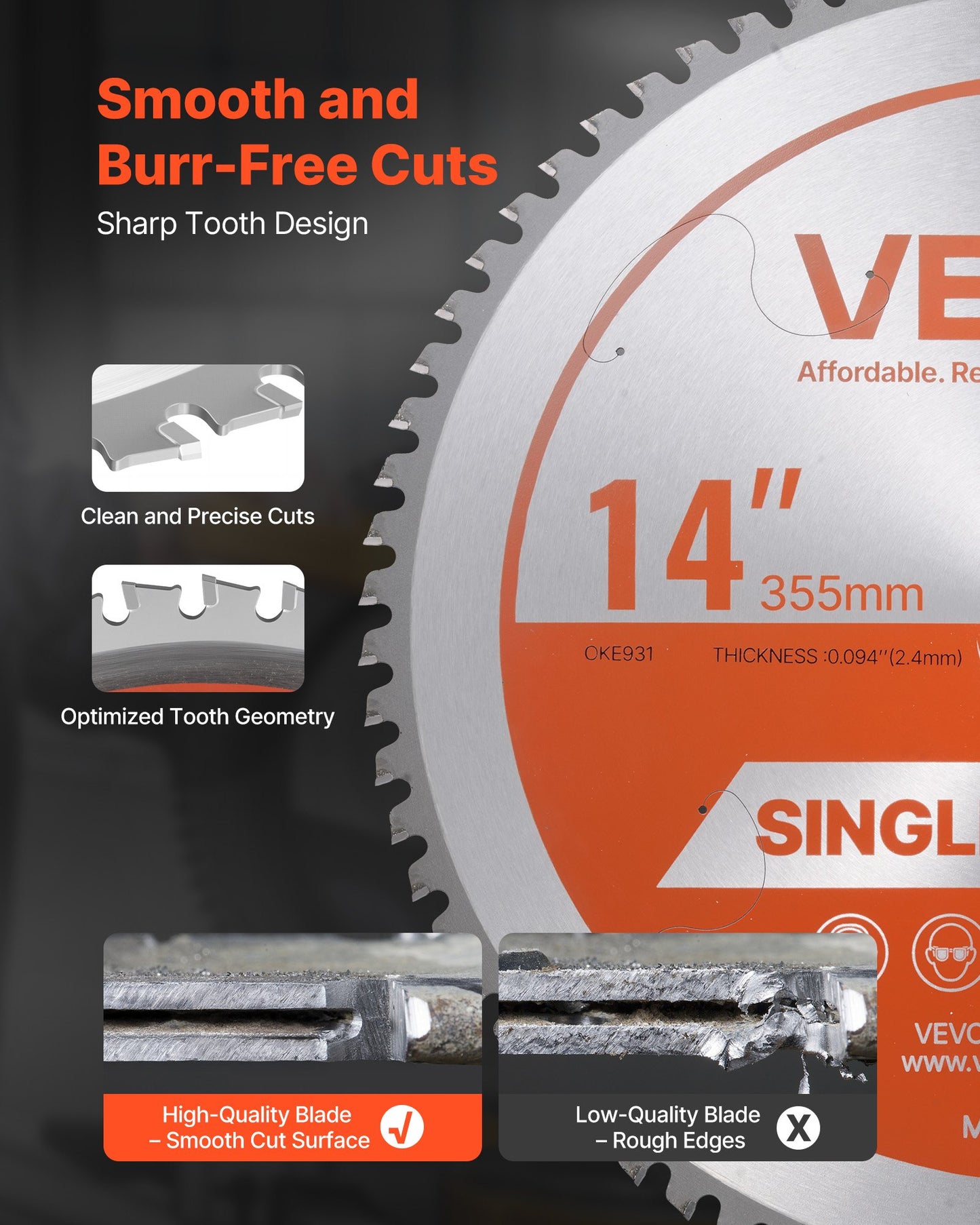 14 Inch Circular Saw Blade for Metal Cutting 72 Teeth High-Speed Power Tool Blade