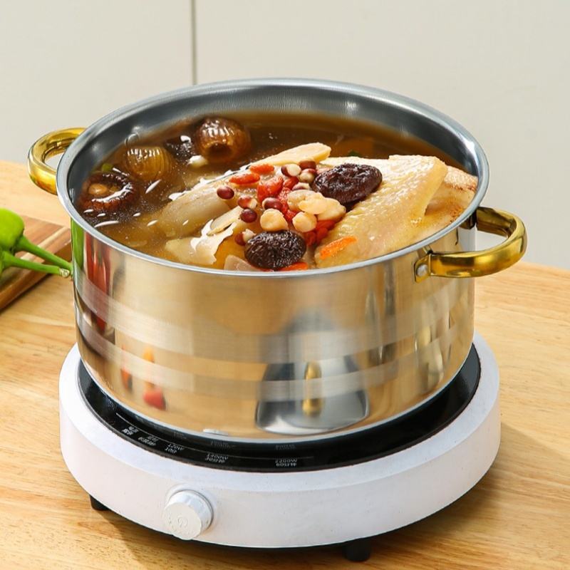 Stainless Steel Gold Handle Pot Set 18-26cm Kitchen Cookware 5-Piece