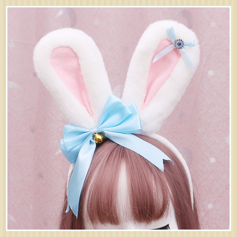 Animal Ears Headband with Bowknot Plush Rabbit Design for Cosplay & Fashion