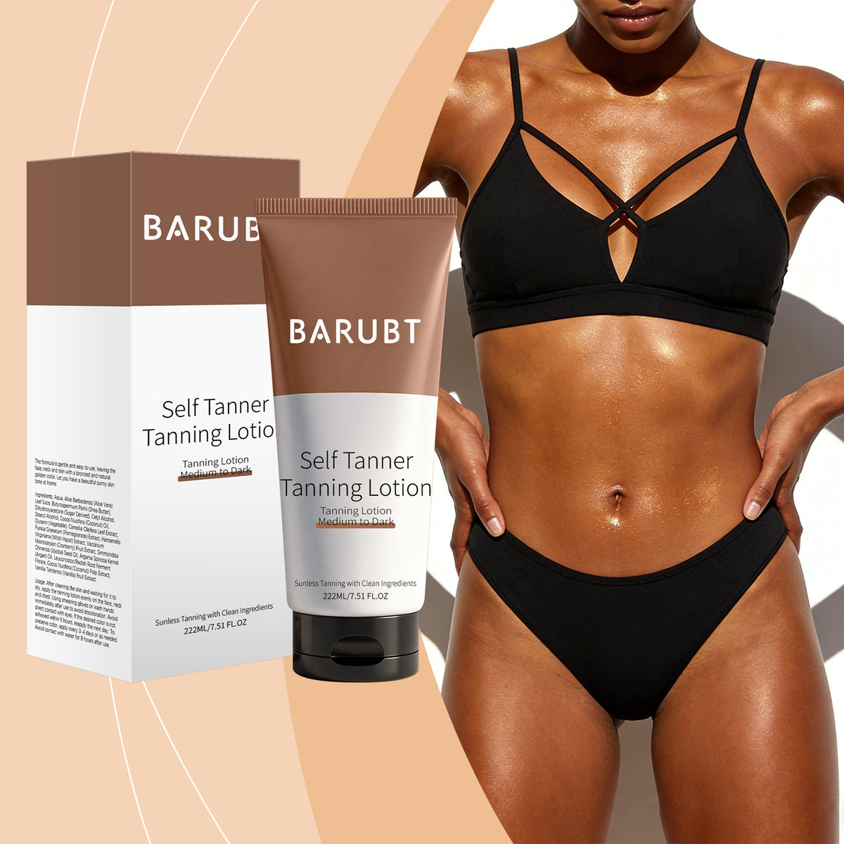 Deep Brown Self-Tanning Lotion for Body - 222ml