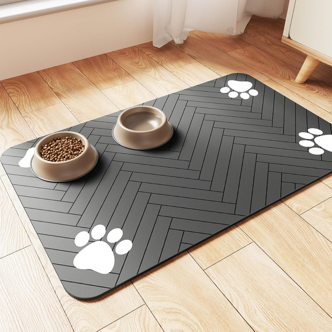 Pet Feeding Mat with Waterproof Rubber Backing - Absorbent & Non-Slip for Dogs & Cats
