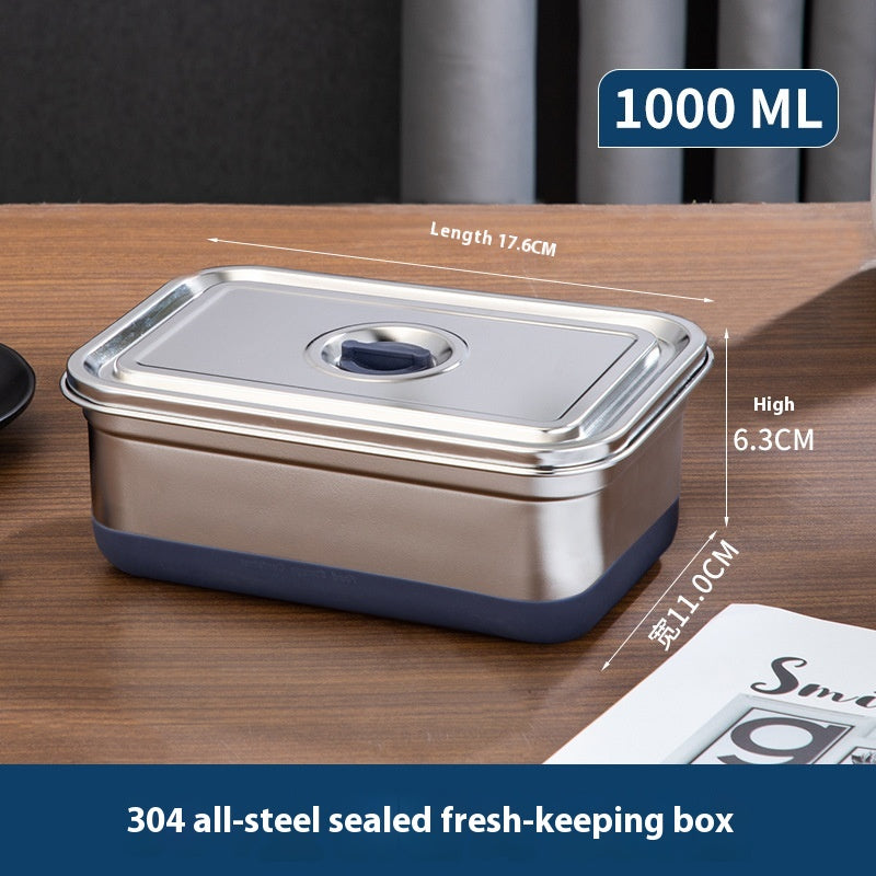304 Stainless Steel Food Grade Lunch Box with Silicone Bottom - Multiple Sizes
