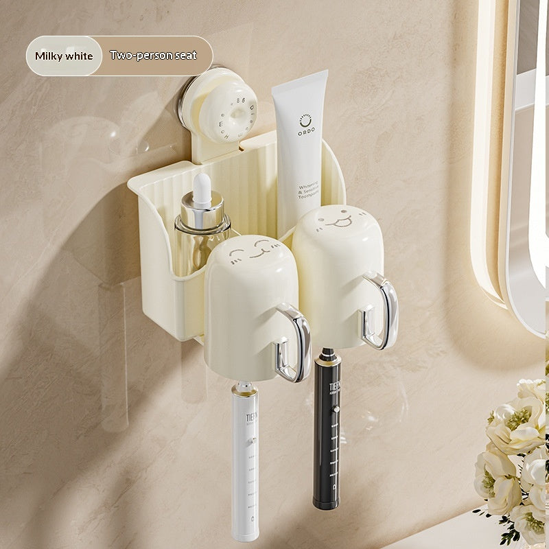 Wall-Mounted Toothbrush Holder Shelf with Dispenser for Bathroom