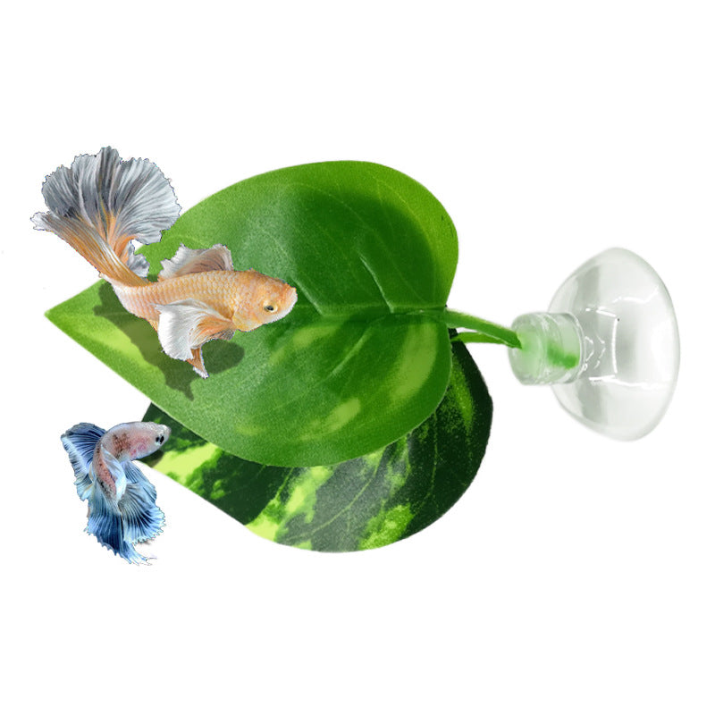 Aquarium Fish Tank Decoration Leaf Rest Double Leaf Design - Betta Fish Landscaping