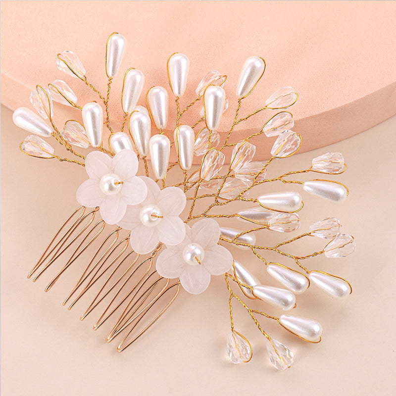 Crystal Flower Hairpin Clip - CS113 Comb Insertion