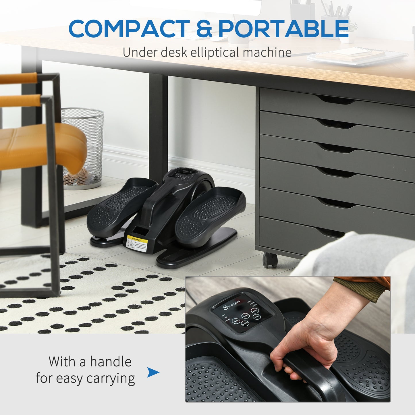 Under Desk Elliptical Machine with LCD Display & Remote Control