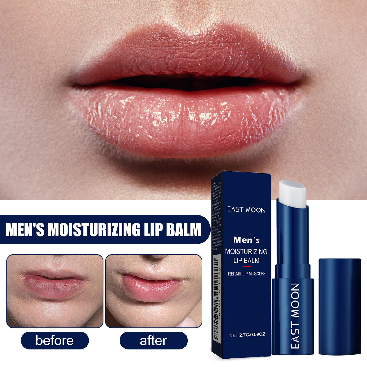 Men's Hydrating Lip Balm with Exfoliating & Anti-Chapping Benefits - 2.7g