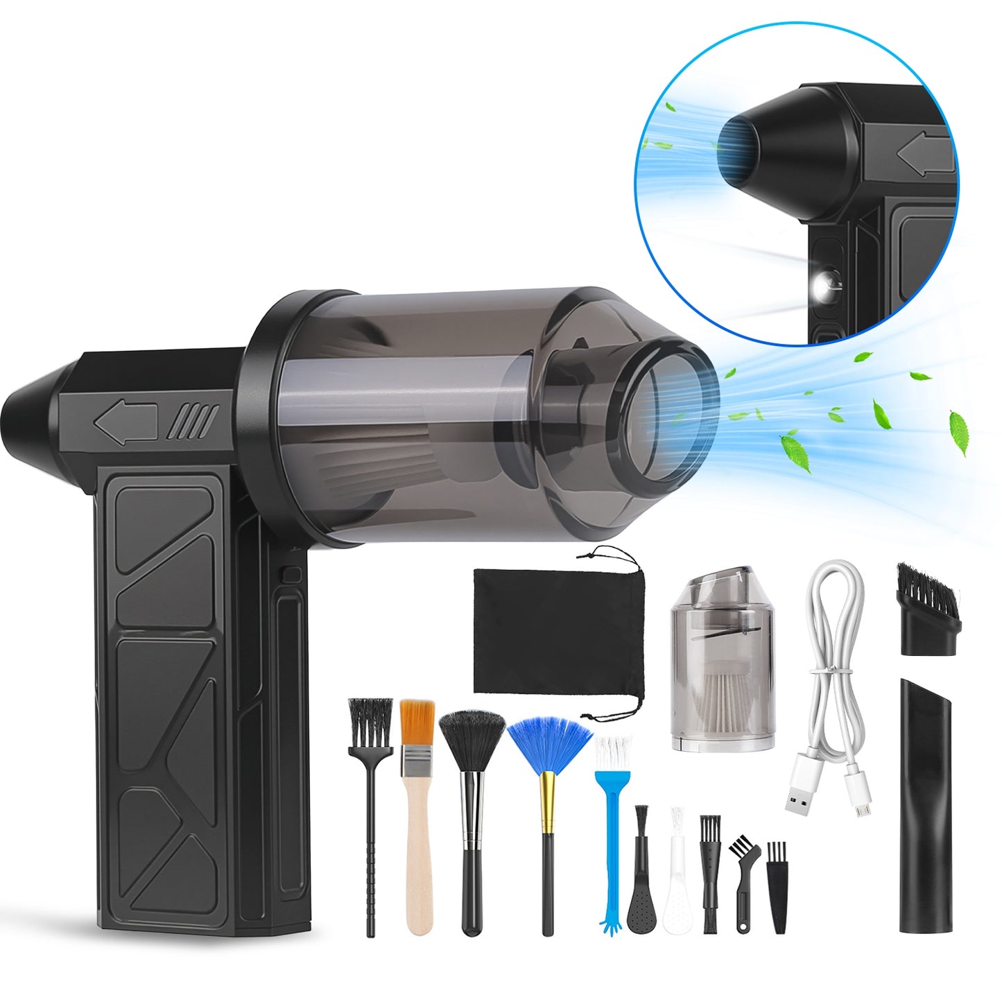 Cordless Compressed Air Duster with LED Light - 4 Speeds