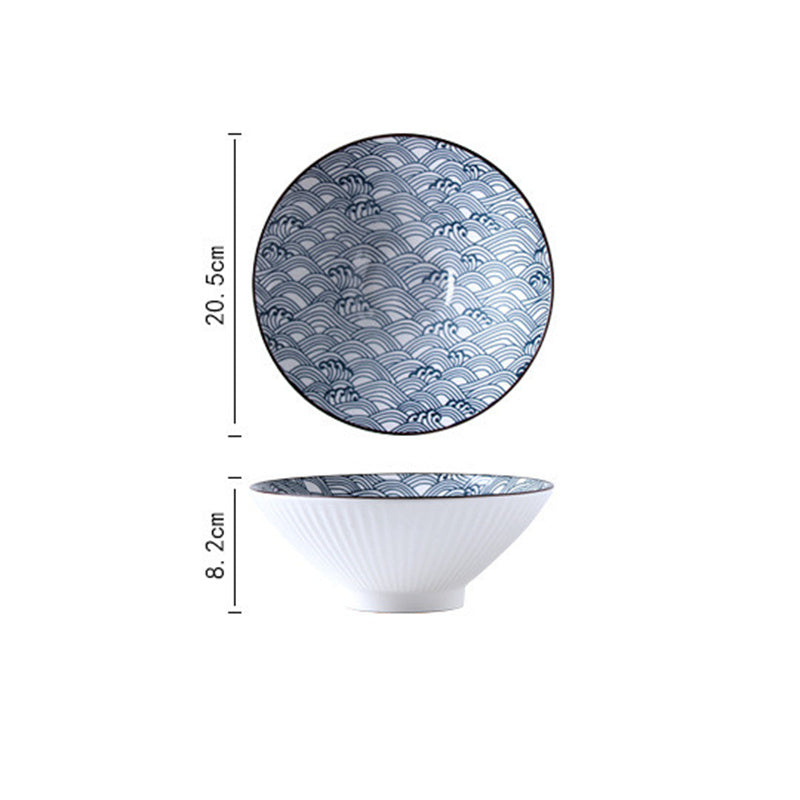 Deepened Ceramic Ramen Bowl - Kitchen Tableware with Multiple Colors
