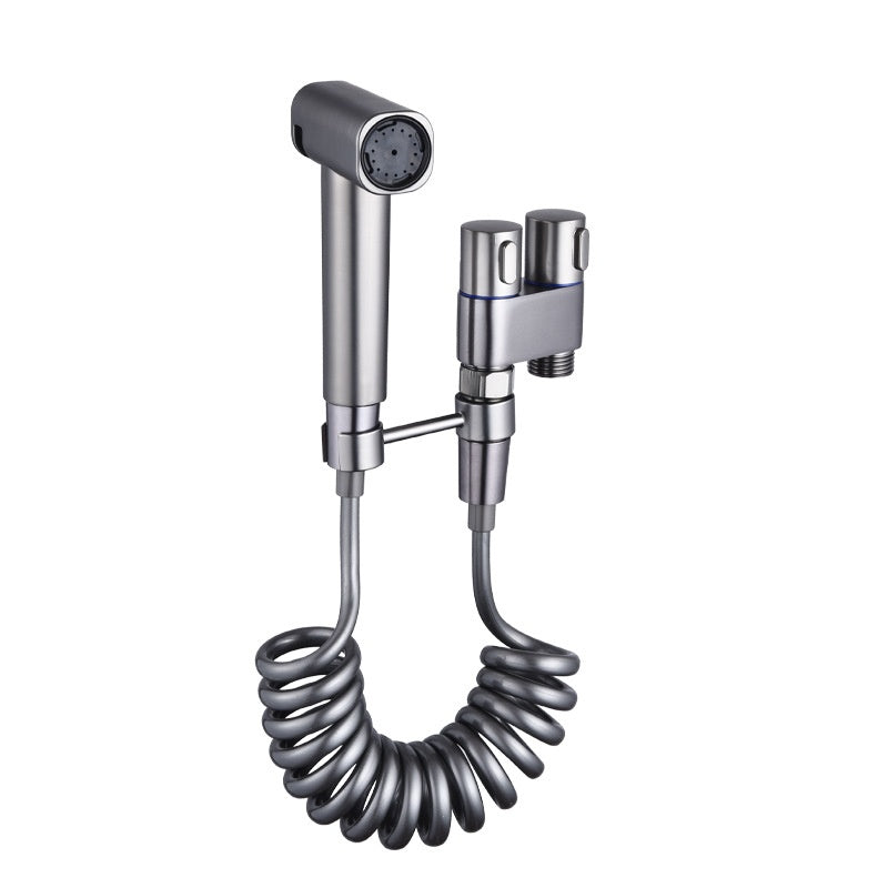 Two-Way Angle Valve Water Gun for Toilet Kitchen Shower - Stainless Steel