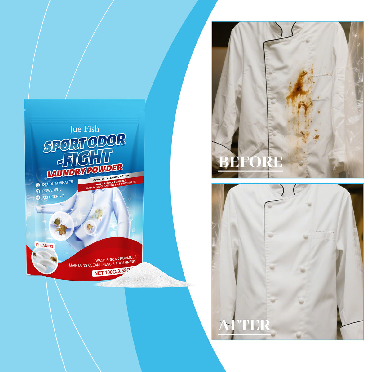 Clothing Stain Remover Powder 100g - Fabric & Garment Cleaner