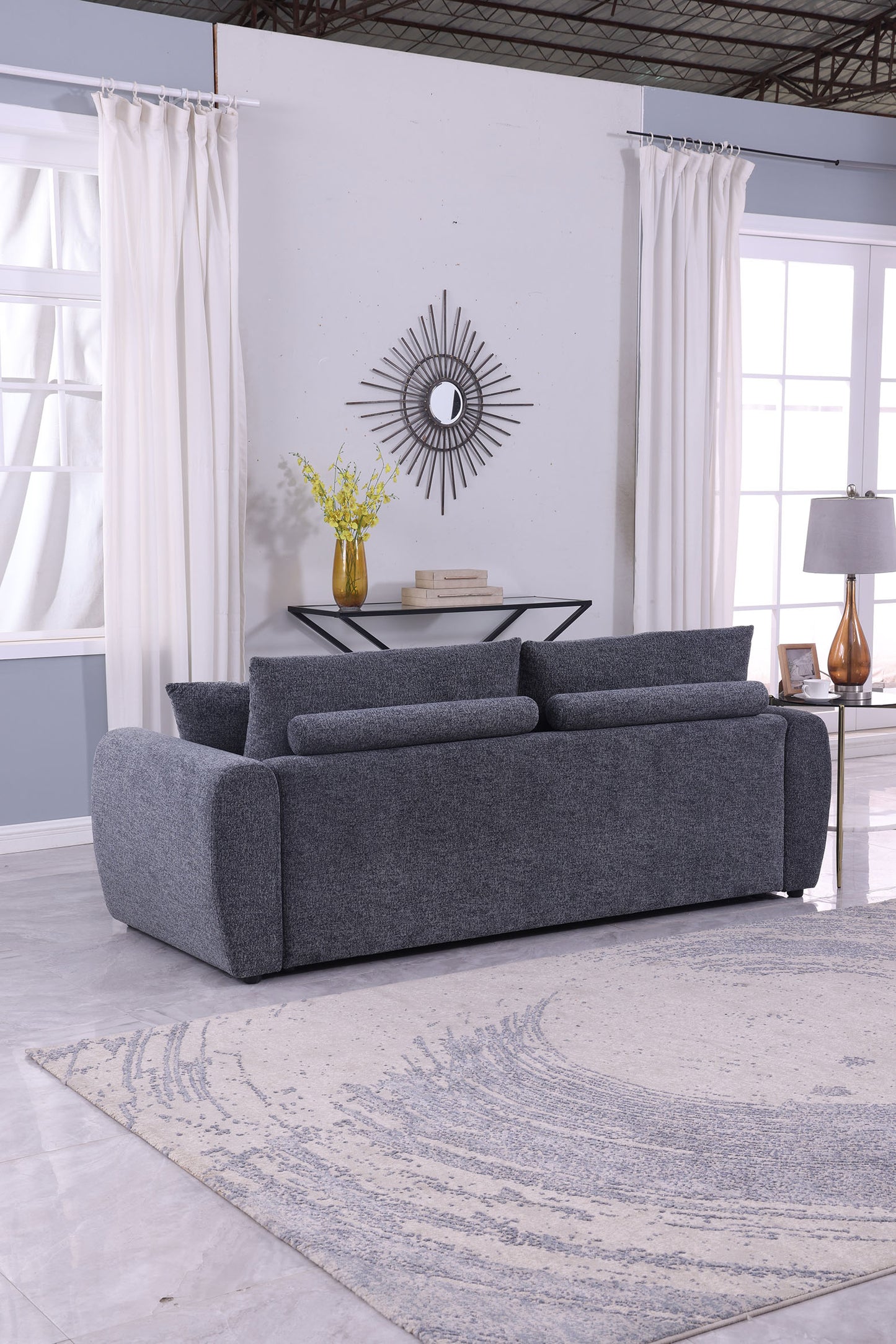Modern Minimalist Gray Sofa - 2-Seater Medium-Soft Comfort