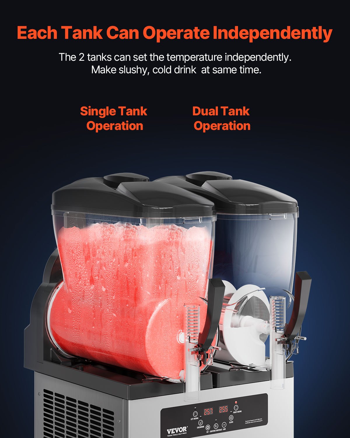 12L Commercial Slushy Machine for Margaritas & Frozen Drinks - Double Tank