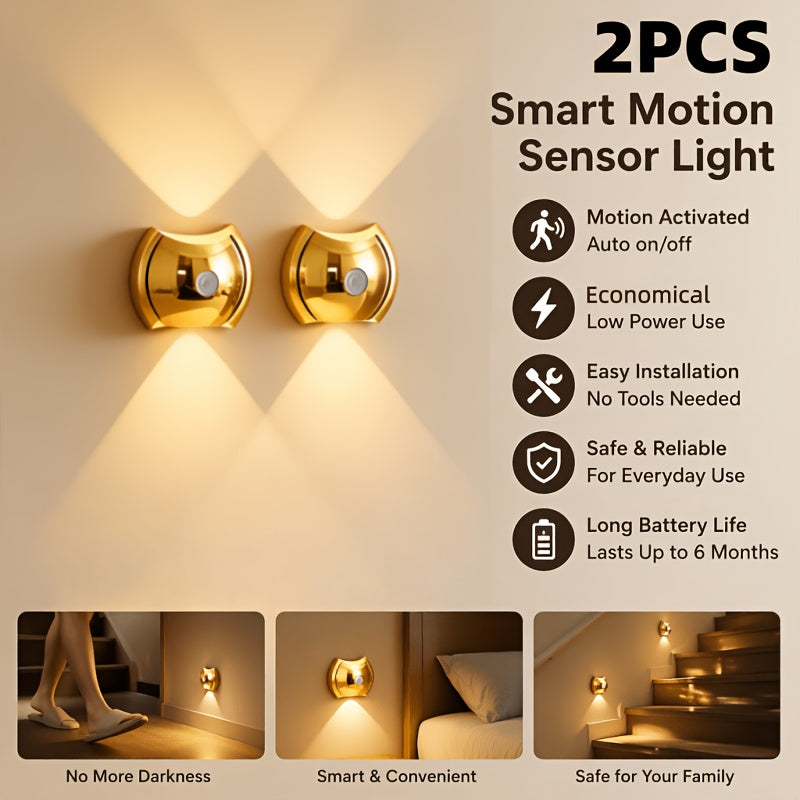 Rechargeable Magnetic LED Night Light Wall Sconce - 3 Color Modes, Motion Sensor, 2 or 4 Pack