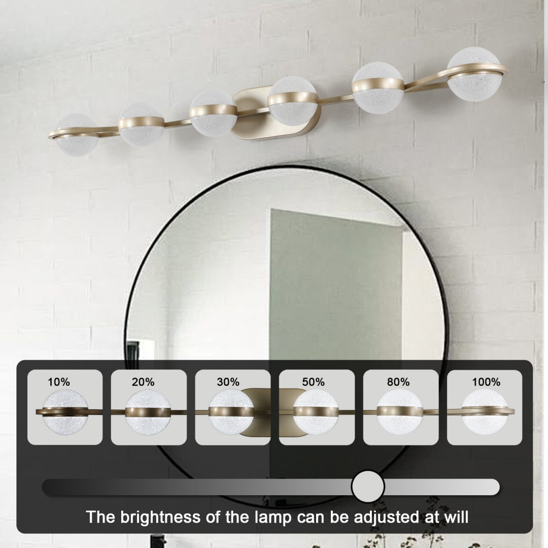 43-Inch Gold LED Bathroom Vanity Light Fixture - 6 Lights