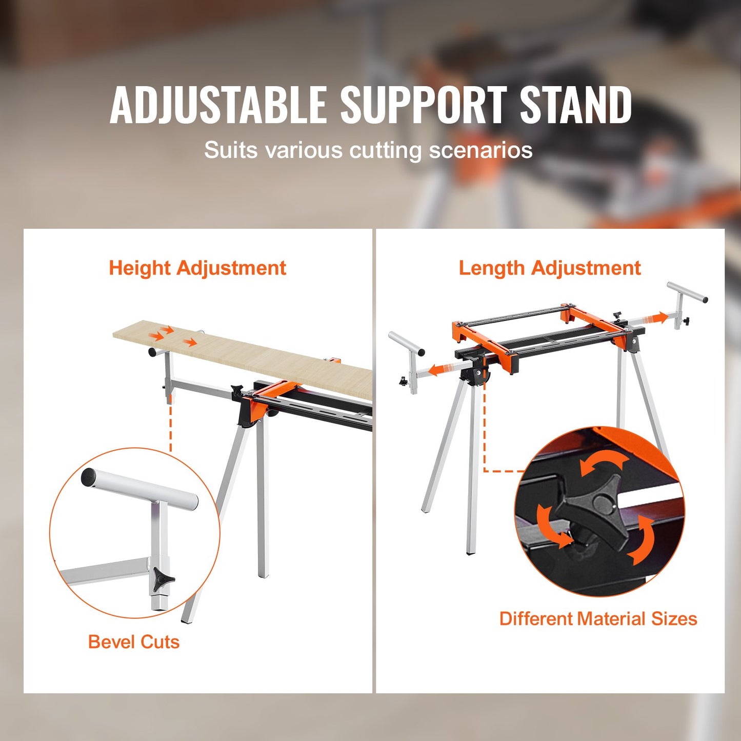 Heavy-Duty Miter Saw Stand - Steel Collapsible Support for Power Tools