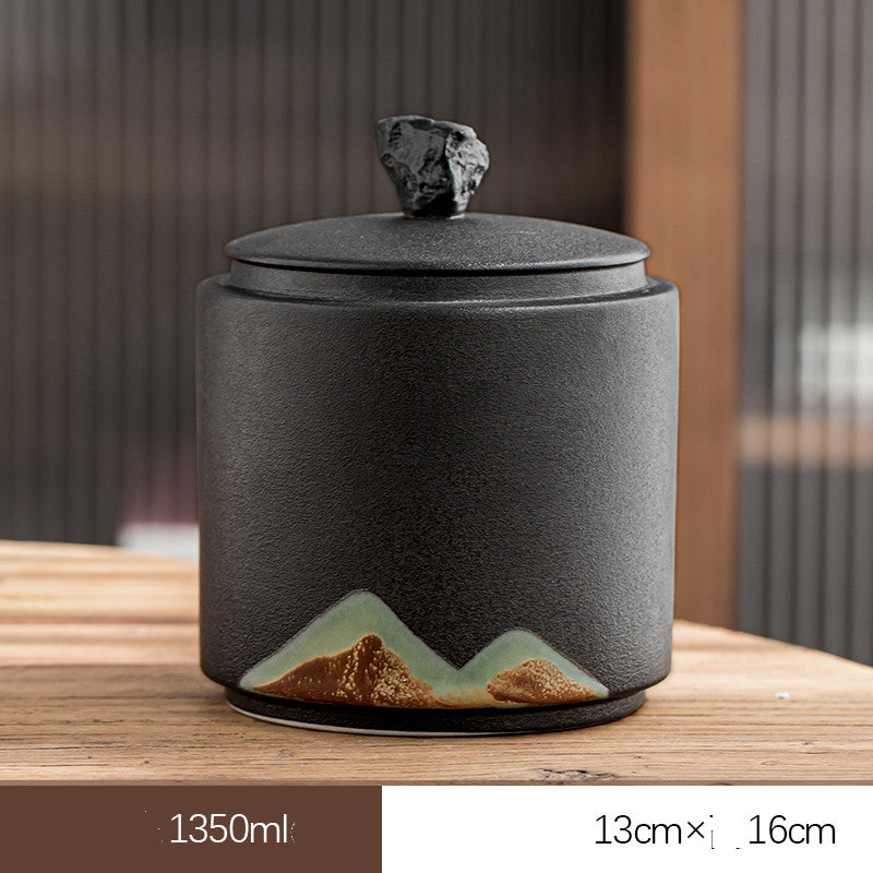 Large Sealed Ceramic Tea Storage Jar - Home Kitchen Tea Caddy