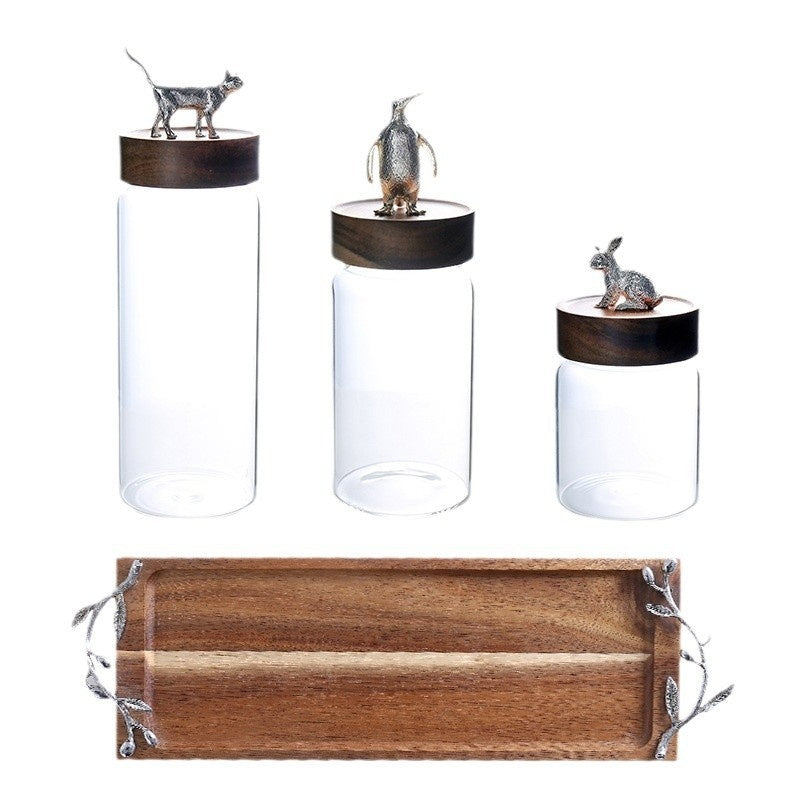 Luxury Glass Sealed Can Tea Pot with Household Storage Jar