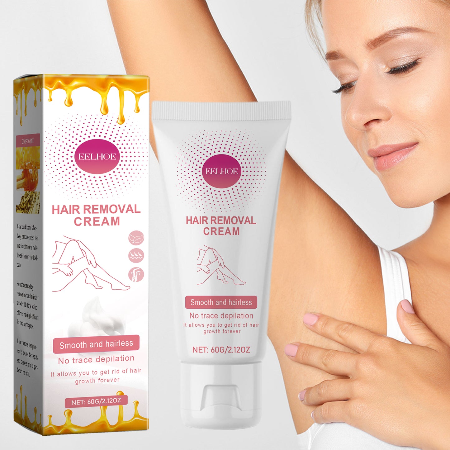 Gentle Hair Removal Cream with Aloe Vera & Vitamin E - Moisturizing Depilatory