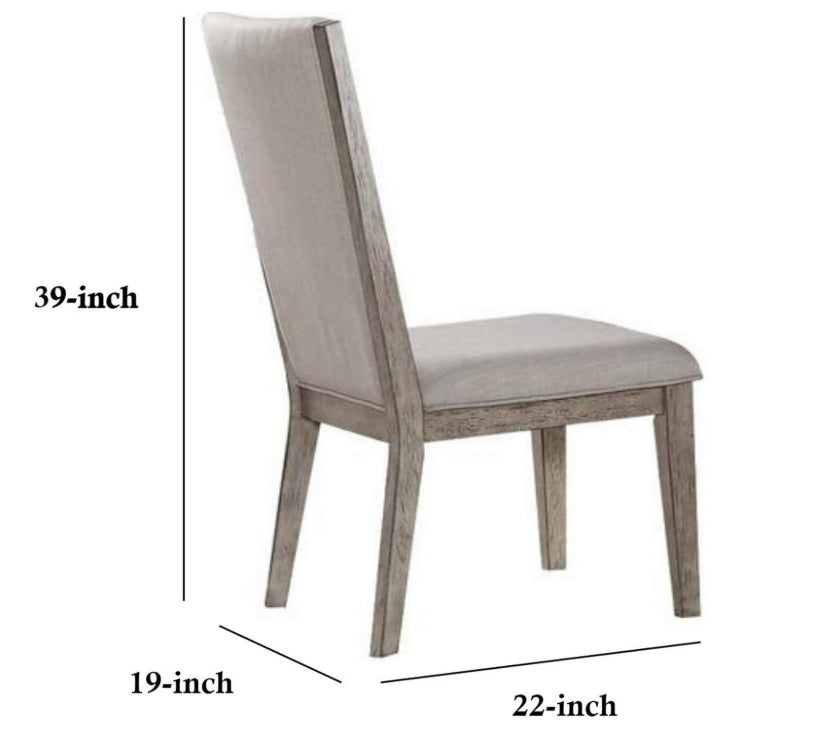 Set of 2 Rocky Gray Fabric Side Chairs with Oak Finish