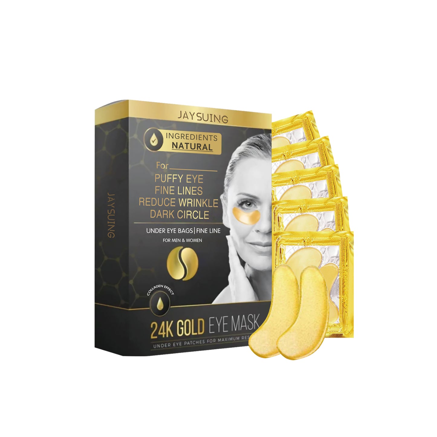 24k Gold Collagen Eye Mask for Dark Circles, Puffiness & Fine Lines