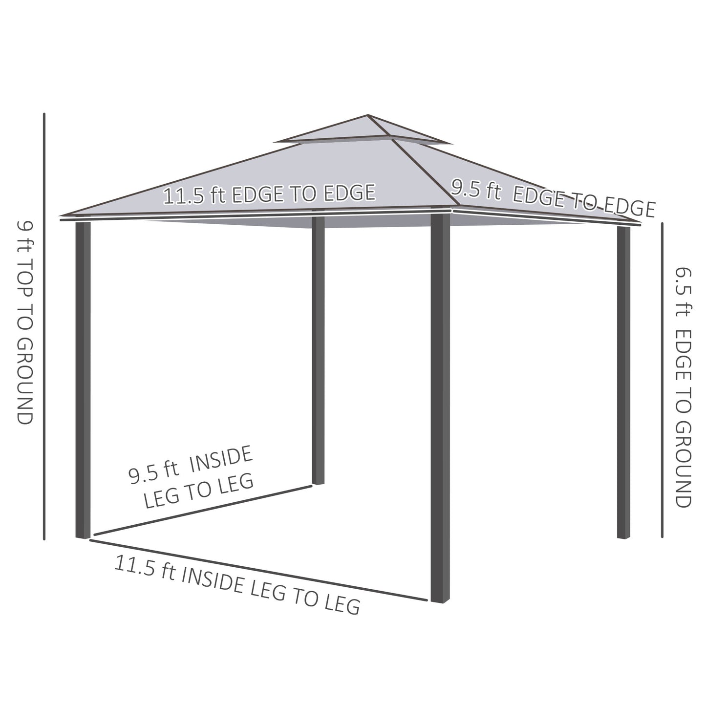 Patio Gazebo Canopy Shelter with 2-Tier Roof & Netting - Taupe