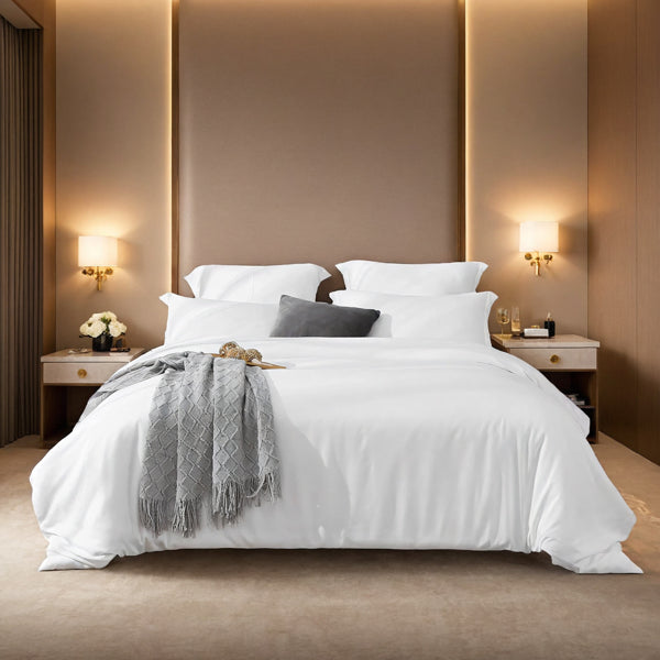 Oversized Microfiber Duvet Cover Set - White & Pink