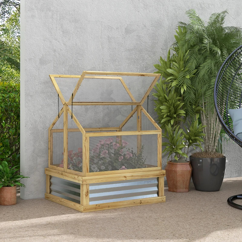Raised Garden Bed Kit with Greenhouse and Cold Frame - Wooden Planter